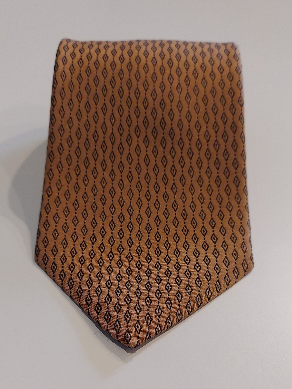 Vintage Robert Talbott Studio Tan Black Diamond-Print Men's Tie